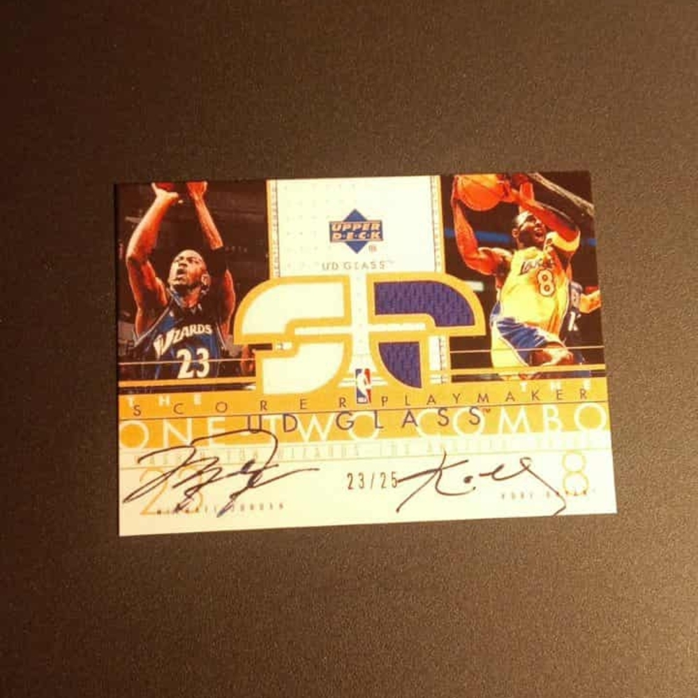 Michael Jordan Kobe Bryant 2002 UD Glass GAME USED JERSEY ON CARD AUTO /25*RP*